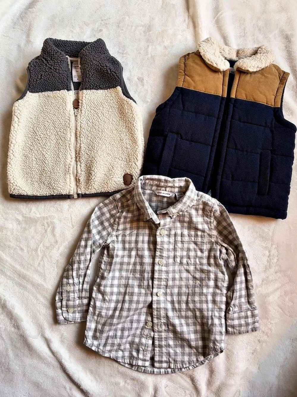 Janie & Jack Vest & Plaid Shirt Like New